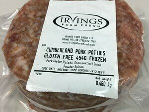 Cumberland Pork Patties - 454 grams - Gluten Free - Keto - Oonnie - Irvings Farm Fresh Pork