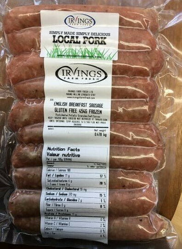 Pork Breakfast Sausage - 10 pack - Gluten free - Keto - Oonnie - Irvings Farm Fresh Pork