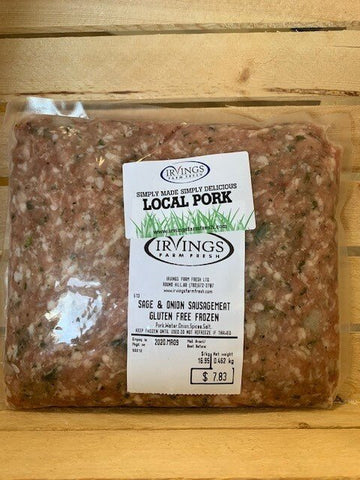 Sage & Onion Sausage Meat - 454 grams - Gluten Free - Keto - Oonnie - Irvings Farm Fresh Pork