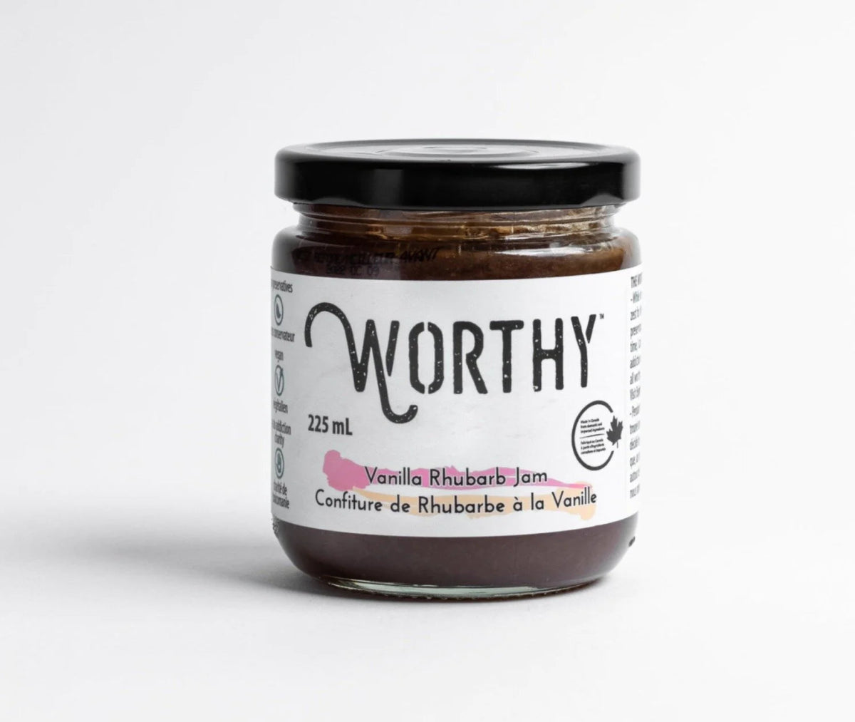 Vanilla Rhubarb Jam - 235mL Jar - Oonnie - Worthy Jams